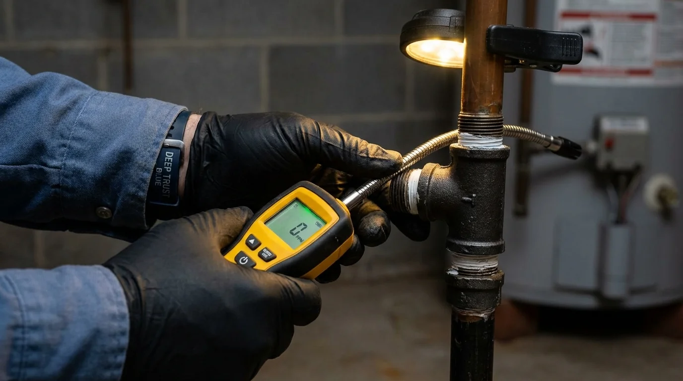 Gas leak detection with electronic sniffer by Johns Plumbing LLC in Tehachapi