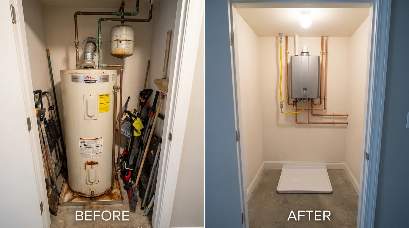 Tank water heater versus wall-mounted tankless unit comparison for Tehachapi, CA homeowners